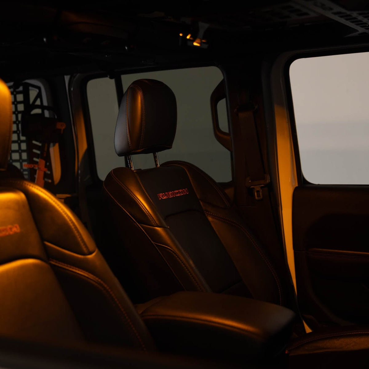 Elite White/Amber Push Button Dome Light turned on inside Jeep Rubicon