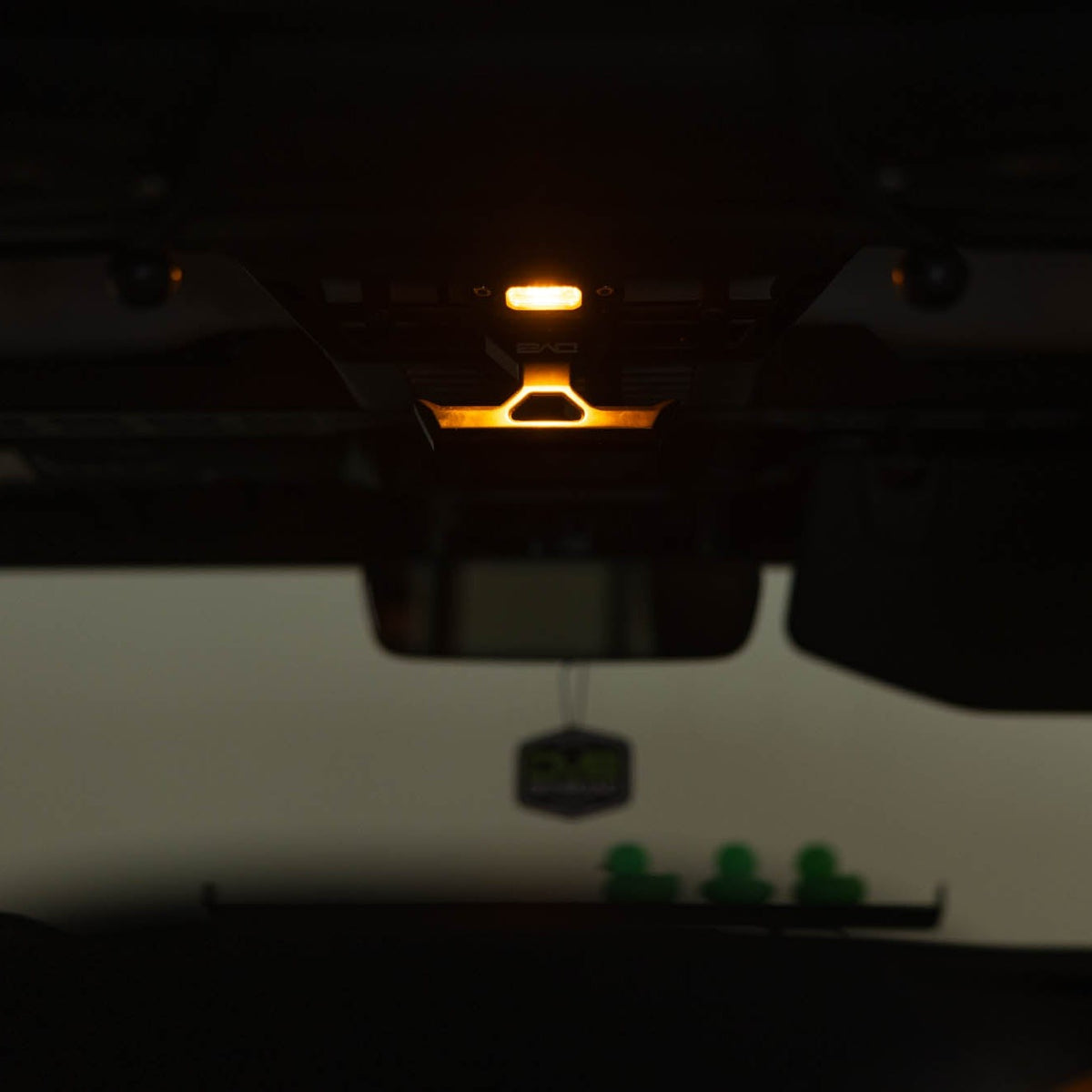 Elite White/Amber Push Button Dome Light mounted to interior overhead molle console