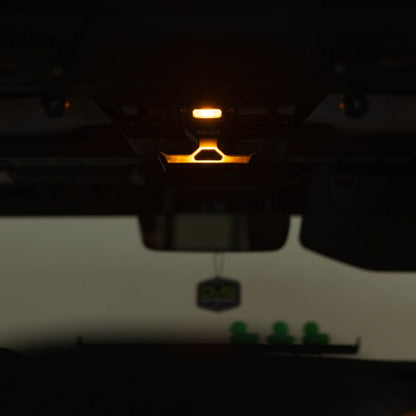 Elite White/Amber Push Button Dome Light mounted to interior overhead molle console