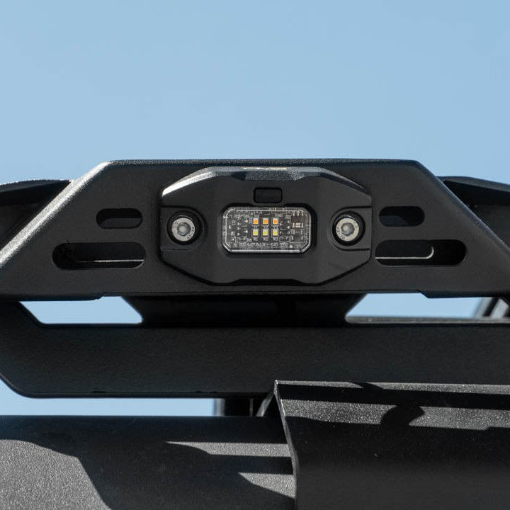 Elite White/Amber Push Button Dome Light mounted to roof rack for exterior lighting