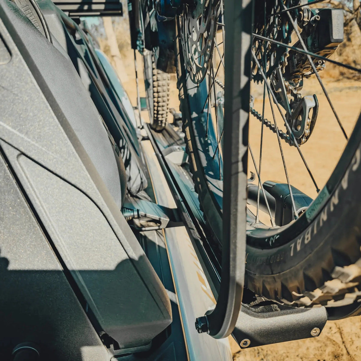 Leitner Designs Forged Bike Mount with bike loaded, lifestyle photo