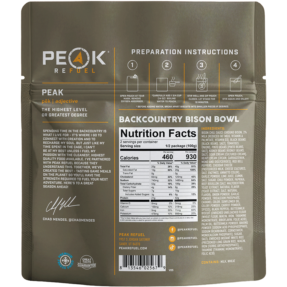 Peak Refuel Backcountry Bison Bowl Freeze-Dried Meal — image 2