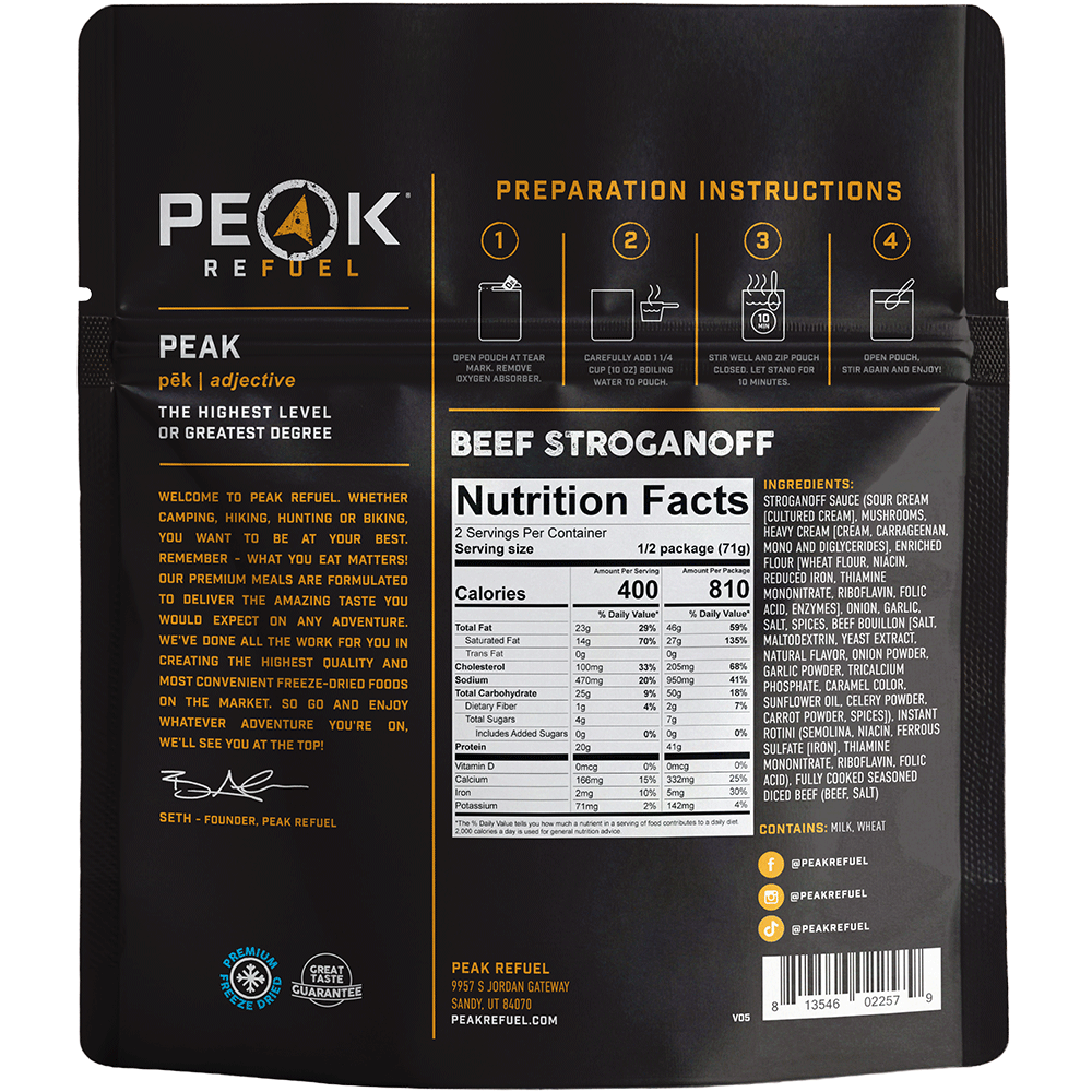 Peak Refuel Beef Stroganoff Freeze-Dried Meal — image 2