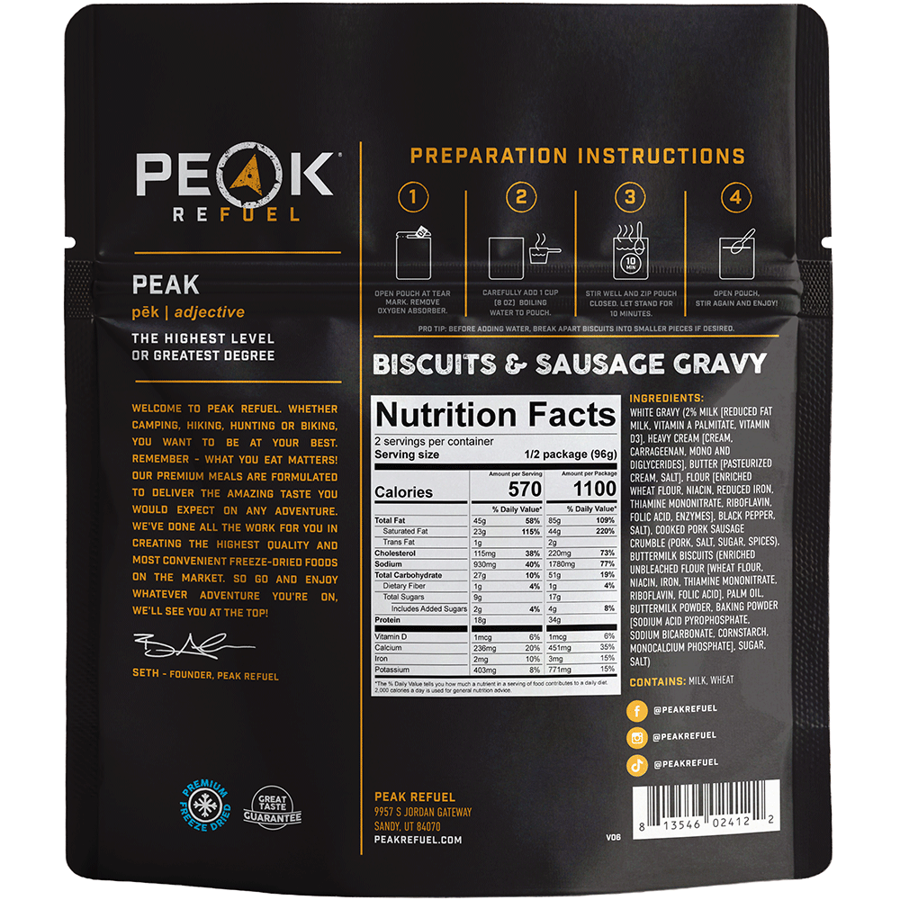 Peak Refuel Biscuits and Sausage Gravy Freeze-Dried Breakfast — image 2