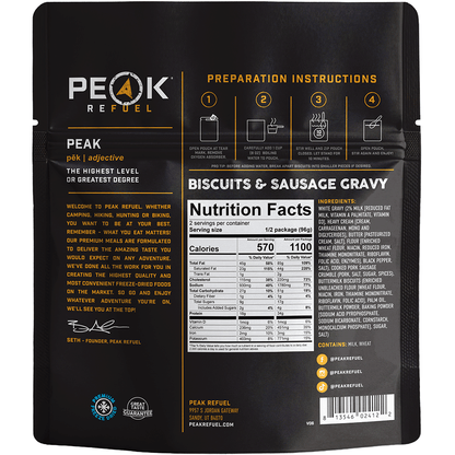 Peak Refuel Biscuits and Sausage Gravy Freeze-Dried Breakfast — image 2
