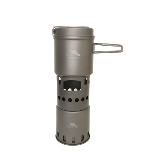 TOAKS Titanium 1100ml Pot with Pan and Wood Burning Stove Combo Set — image 1