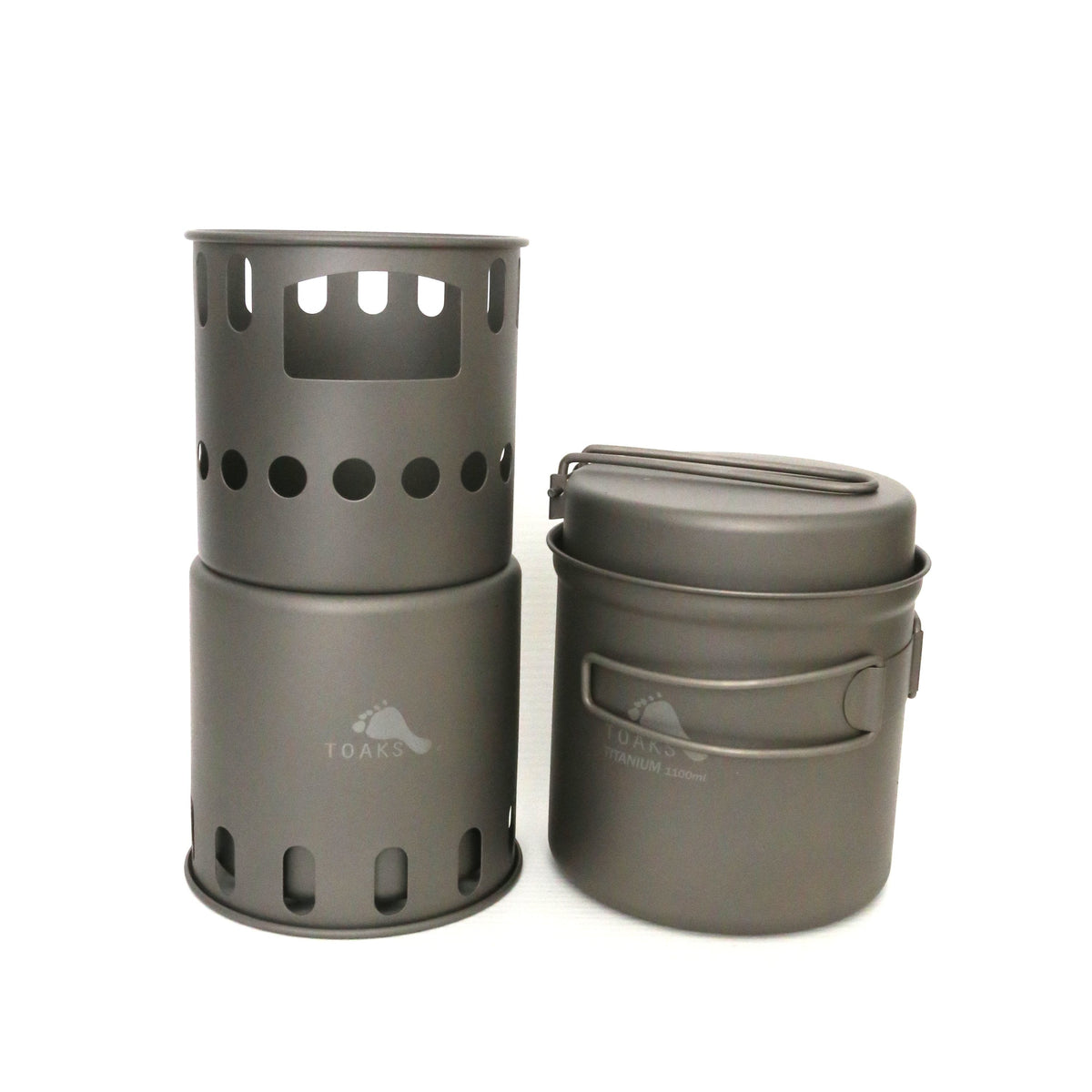 TOAKS Titanium 1100ml Pot with Pan and Wood Burning Stove Combo Set — image 2