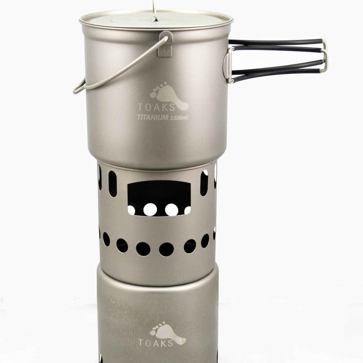TOAKS Titanium 1100ml Pot with Bail Handle and Wood Stove Combo Set — image 1