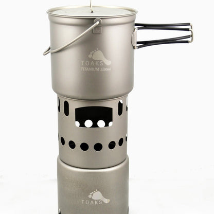 TOAKS Titanium 1100ml Pot with Bail Handle and Wood Stove Combo Set — image 1