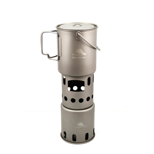 TOAKS Titanium 750ml Pot with Bail Handle and Wood Stove Combo Set — image 1