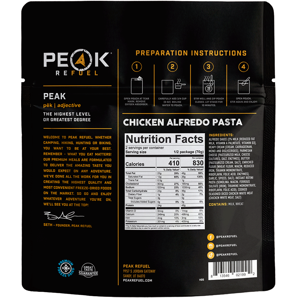 Peak Refuel Chicken Alfredo Freeze-Dried Meal — image 2