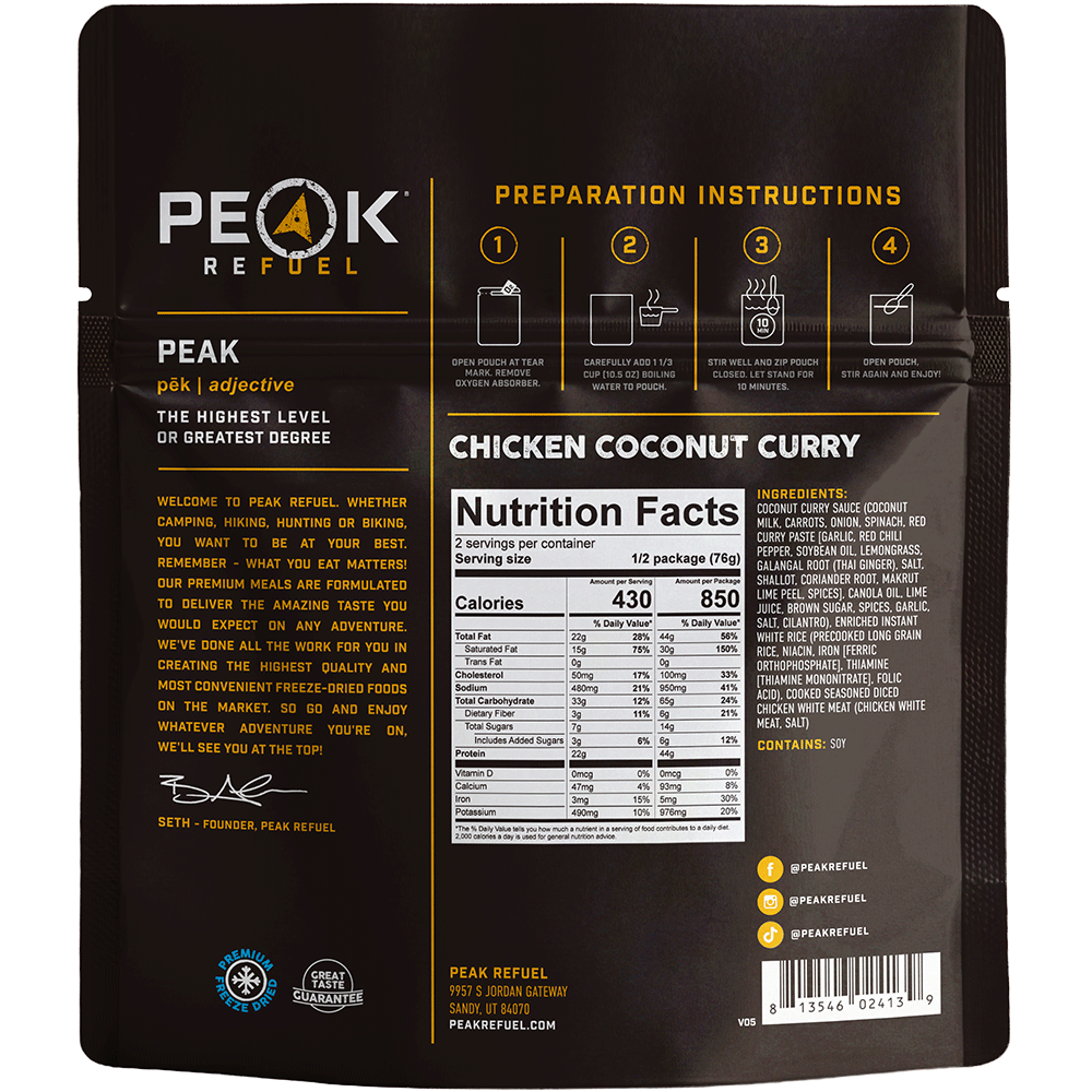 Peak Refuel Chicken Coconut Curry Freeze-Dried Meal — image 2