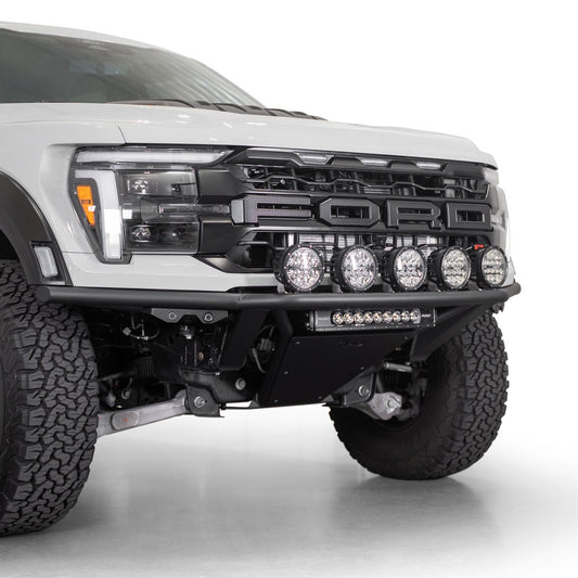 2021+ Ford F-150 Raptor Pro Plus Frame Cut Front Bumper installed on white Ford