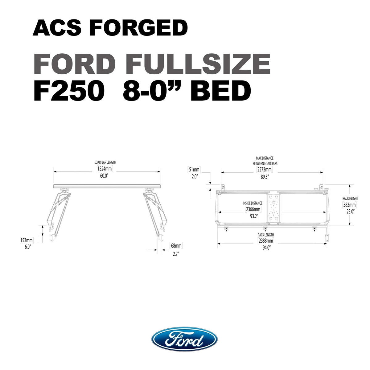 Ford F-250 8' ft. Bed | Ford F-250 ACS FORGED 8' ft. Bed - Leitner Designs