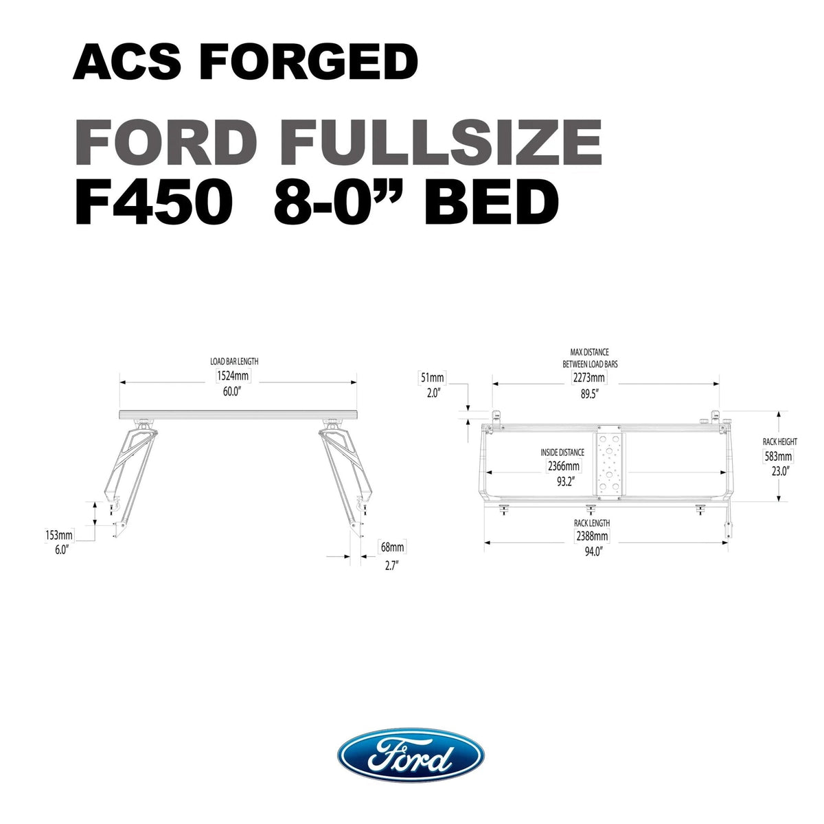 Ford 8' ft. Bed | Ford ACS FORGED 8' ft. Bed - Leitner Designs