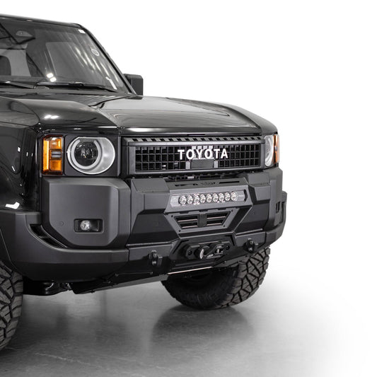 2024+ Toyota Land Cruiser Stealth Center Mount Winch Front Bumper installed on vehicle