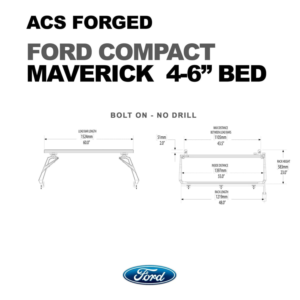 Ford Maverick 4'6" ft. Bed | Ford Maverick ACS FORGED 4'6" ft. Bed - Leitner Designs