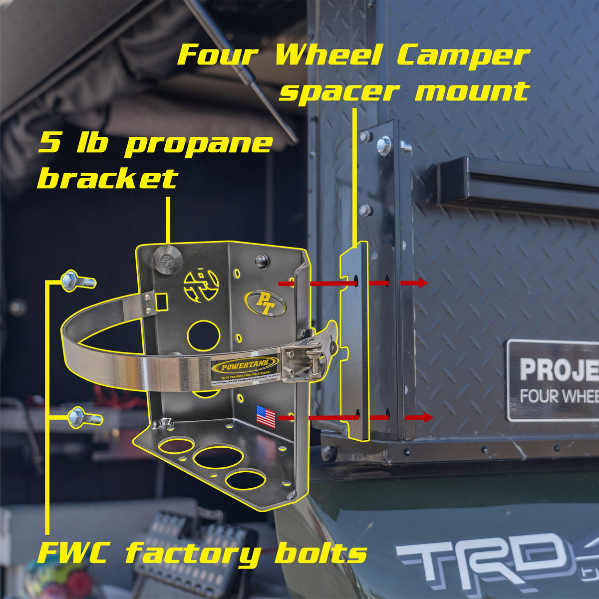 Power Tank Four Wheel Camper 5 lb Bracket Spacer Mount — image 4
