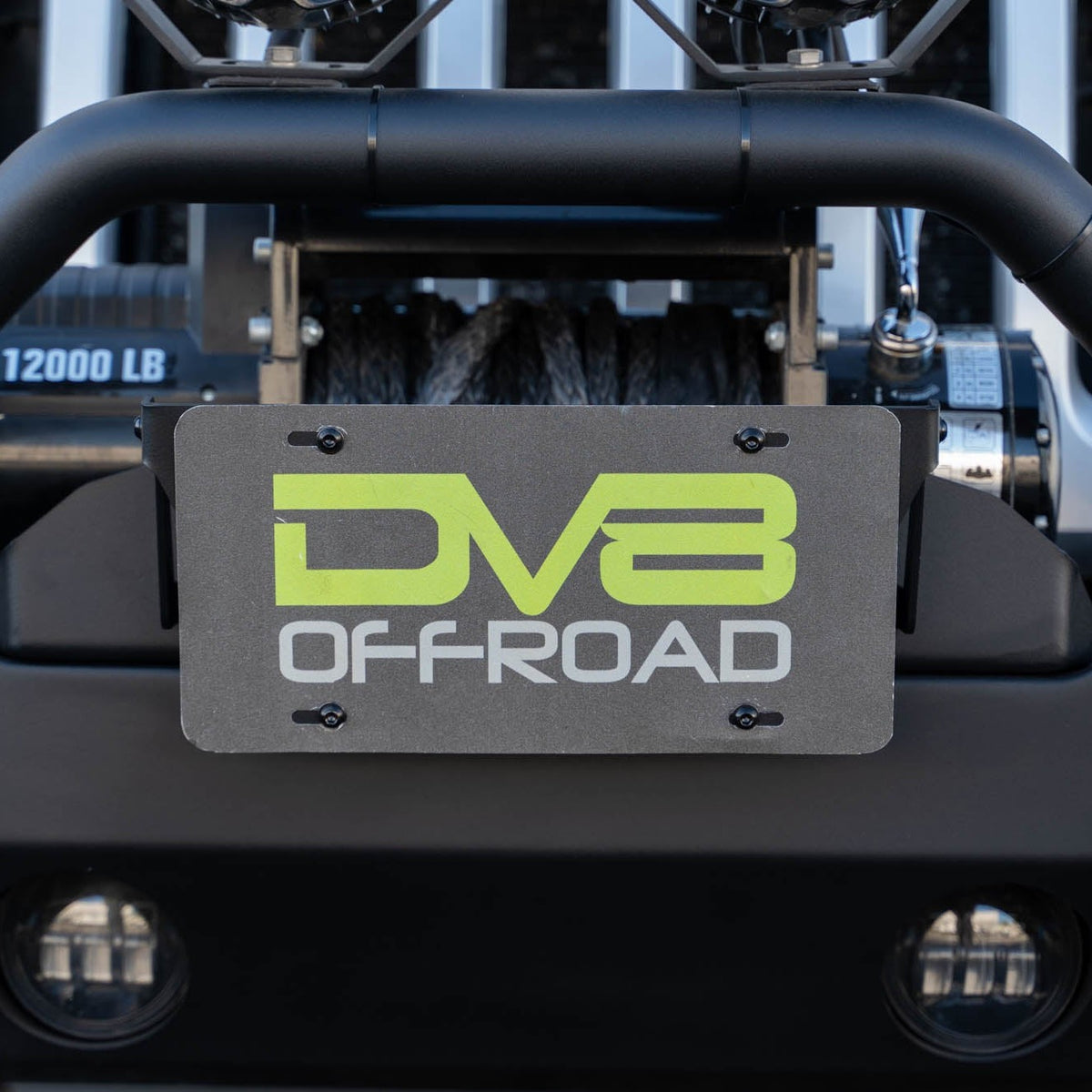 Installed Fairlead Mounted Flip-Up License Plate Bracket