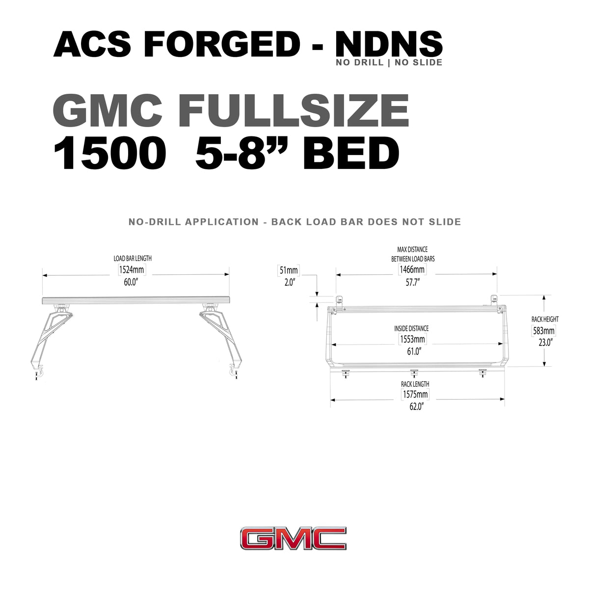 Gmc 1500 5'8" ft. Bed | Gmc 1500 ACS FORGED 5'8" ft. Bed - Leitner Designs
