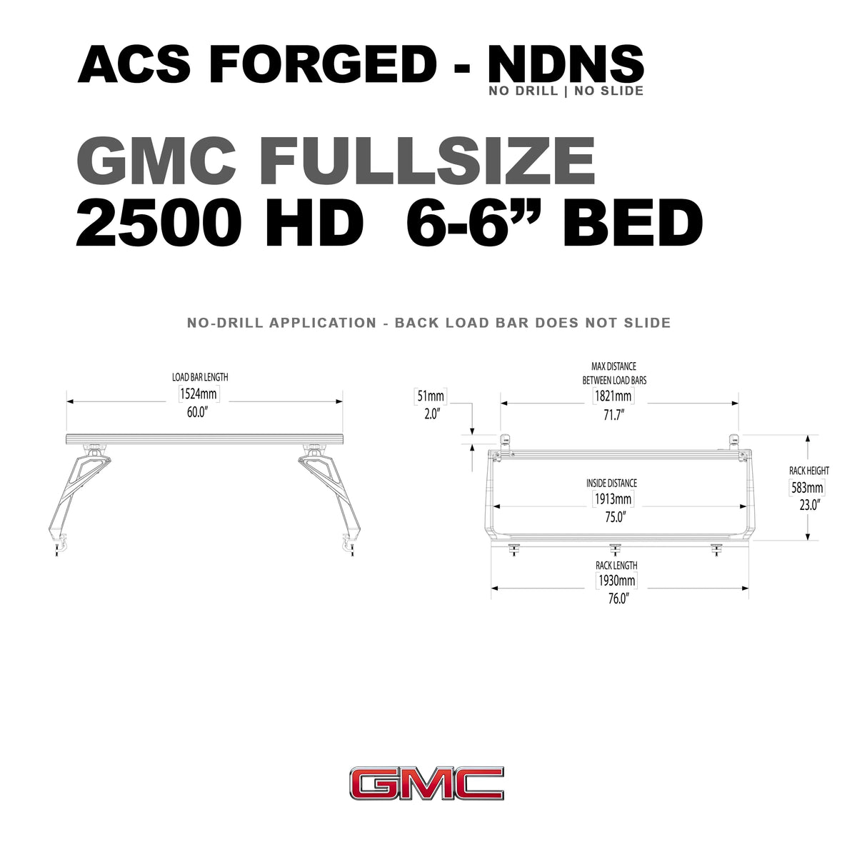 Gmc 2500 6'6" ft. Bed | Gmc 2500 ACS FORGED 6'6" ft. Bed - Leitner Designs