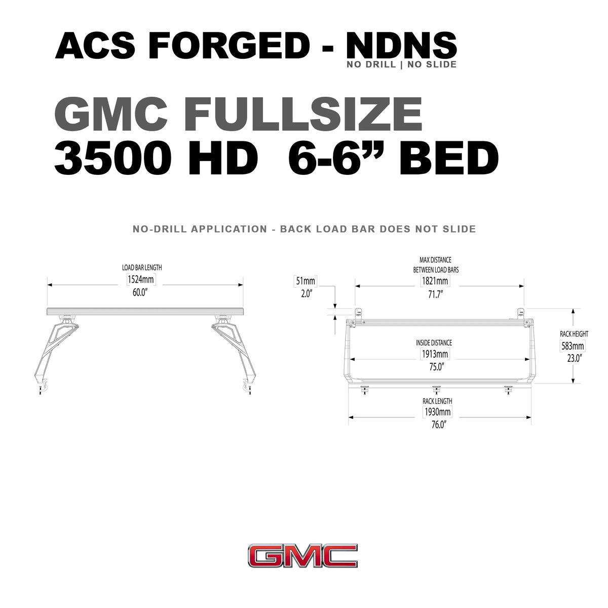 Gmc 3500 6'6" ft. Bed | Gmc 3500 ACS FORGED 6'6" ft. Bed - Leitner Designs