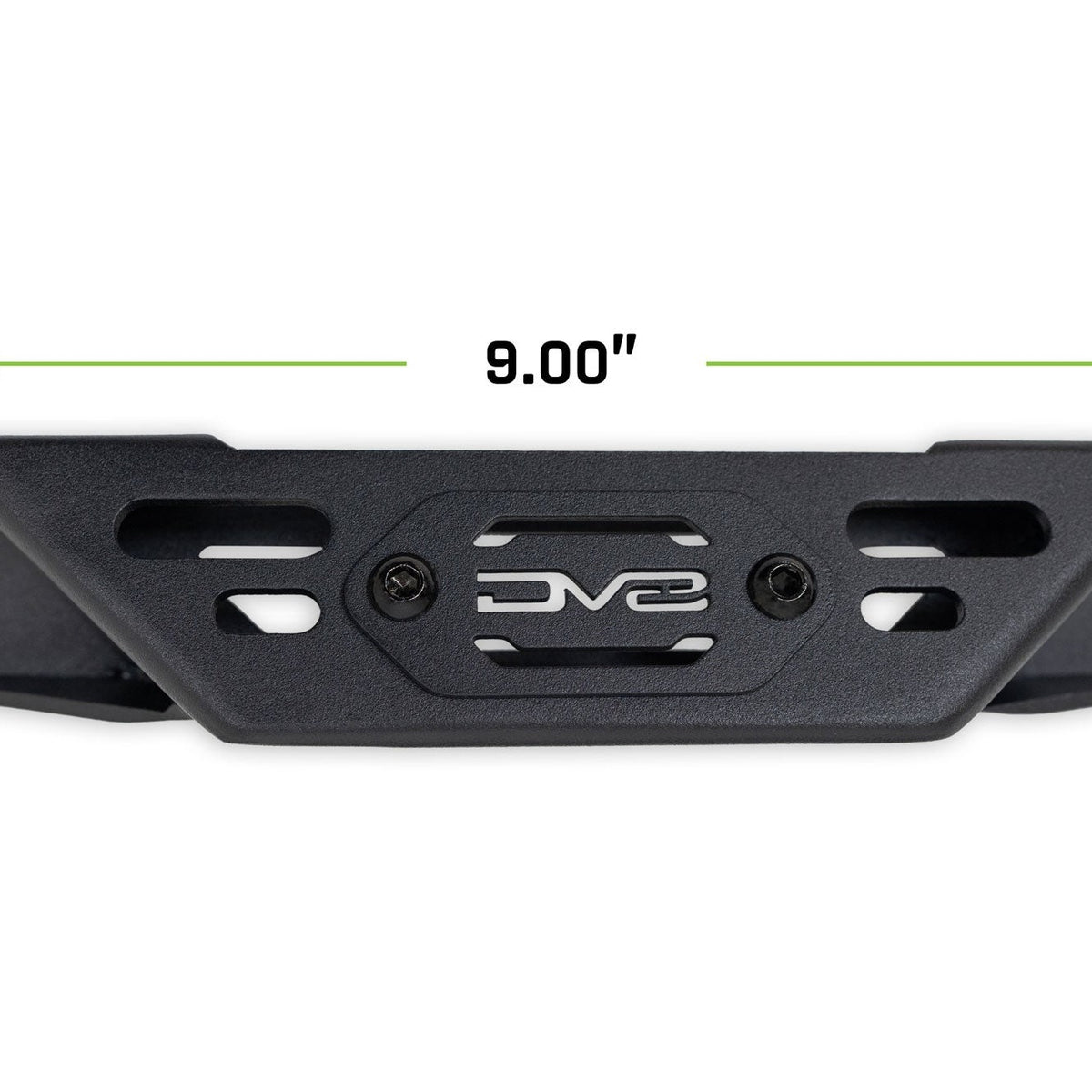 Handle measures 9 inches at the center of each mounting hole.