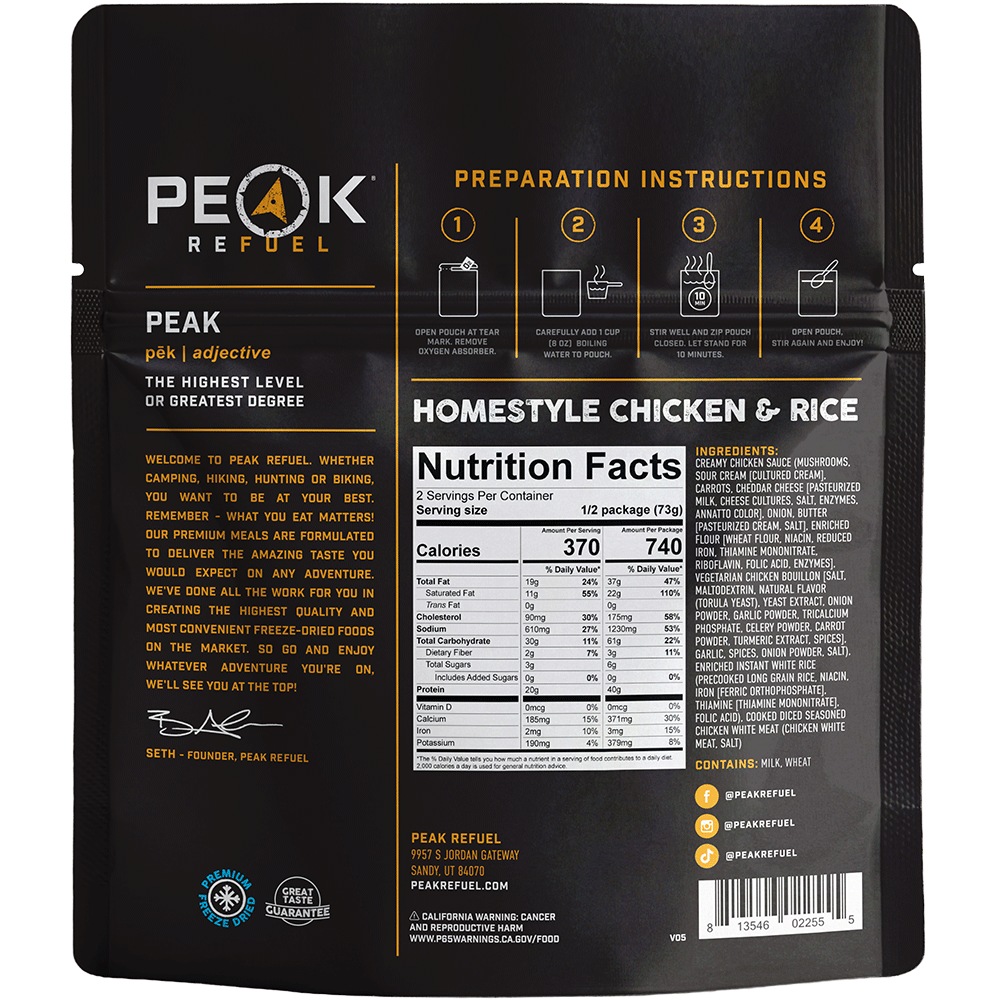 Peak Refuel Homestyle Chicken & Rice Freeze-Dried Meal — image 2