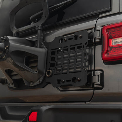 Jeep Wrangler JL Tailgate Reinforcement Molle Panel Installed with tire carrier