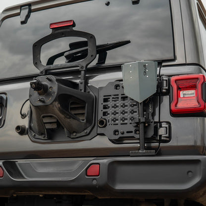 Jeep Wrangler JL Tailgate Reinforcement Molle Panel Installed with shovel attached