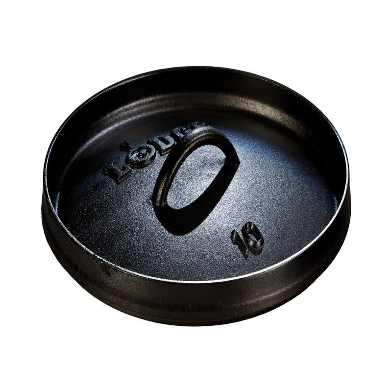 Black lid with a handle on a white background