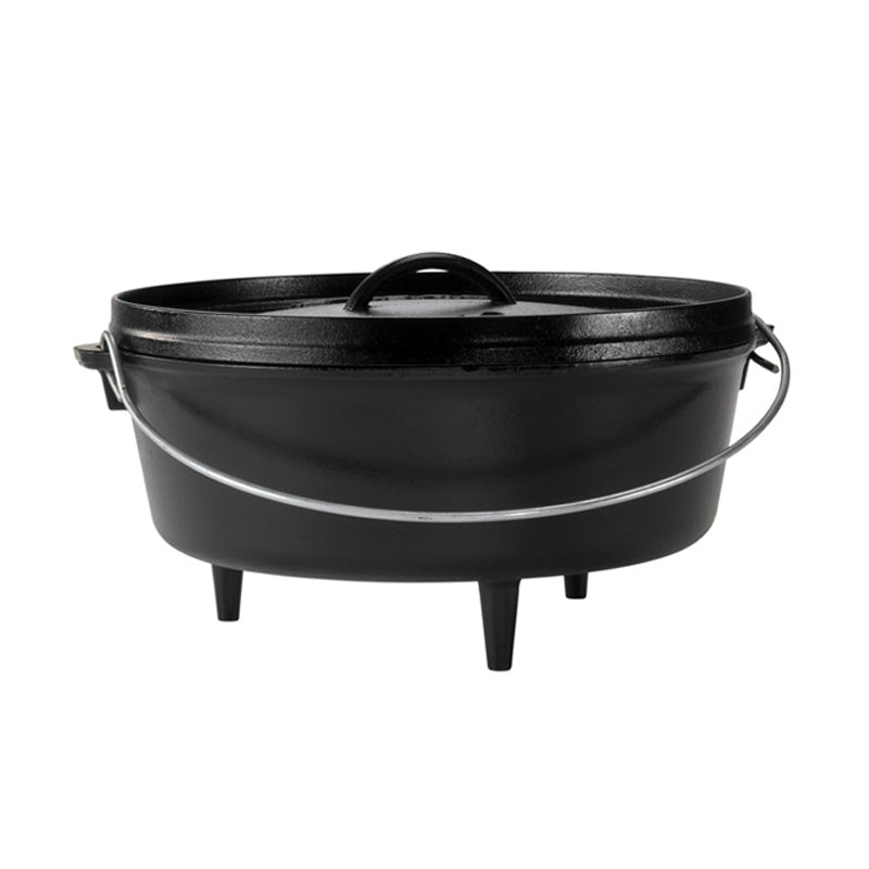 Dutch oven with 3 legs and a bail handle, making it great for camp cooking no matter the method.