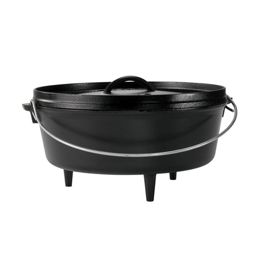 Dutch oven with 3 legs and a bail handle, making it great for camp cooking no matter the method.