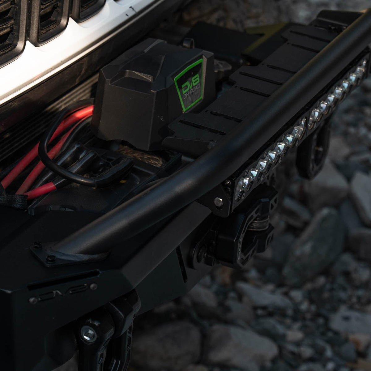 Universal Spec Series Bull Bar installed on Spec Series bumper, installed along with winch