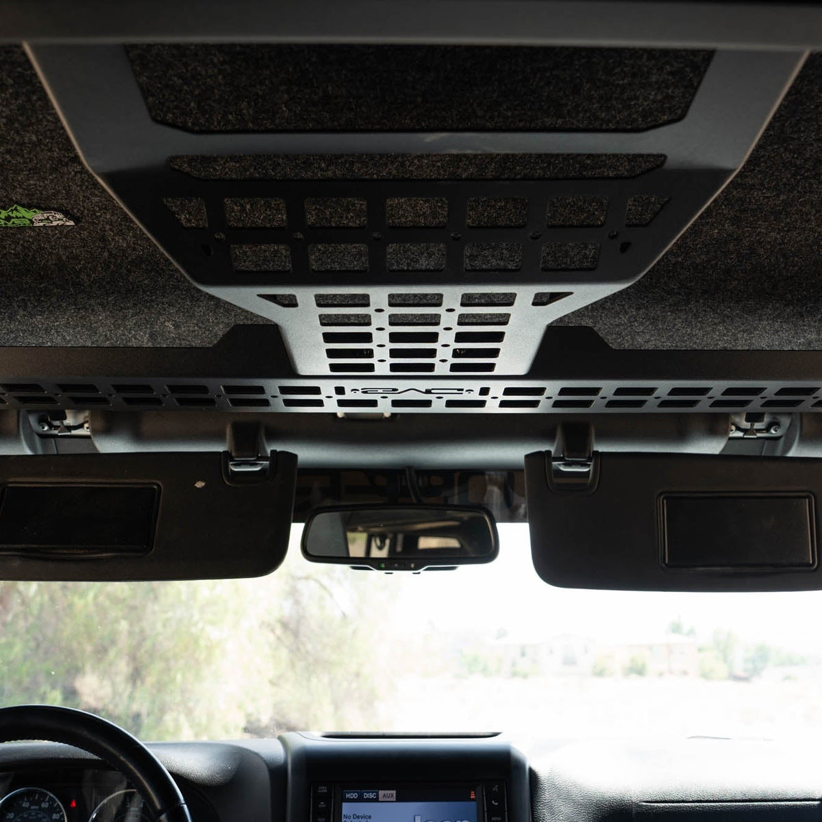 Full view of installed 2007-2018 Jeep Wrangler JK Overhead Molle Panel