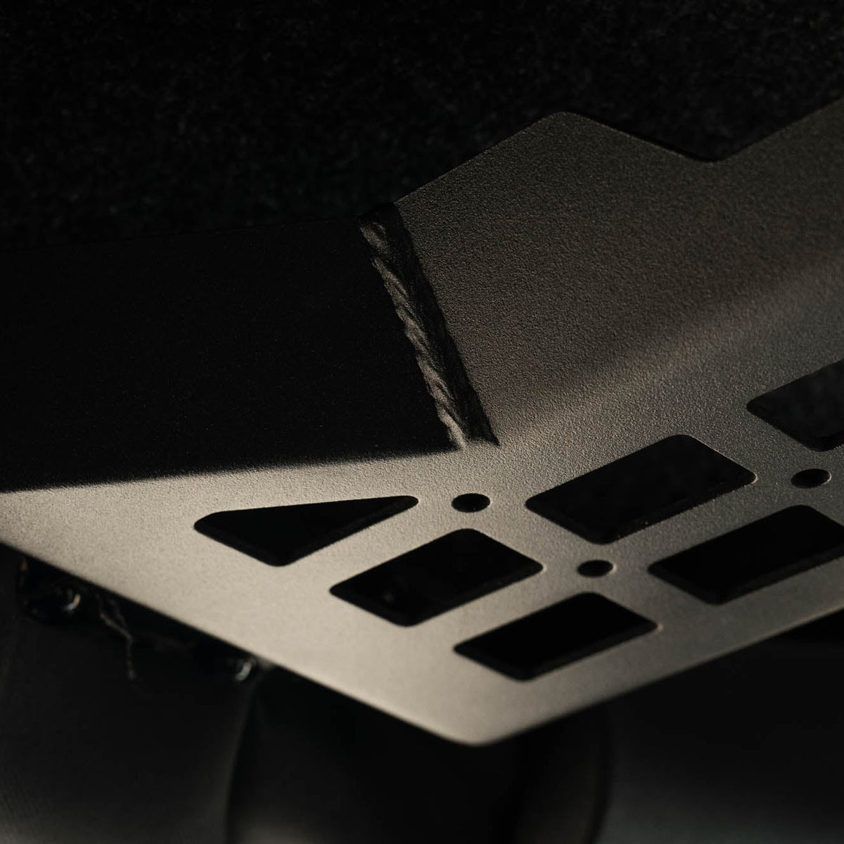 Detail view of installed 2007-2018 Jeep Wrangler JK Overhead Molle Panel