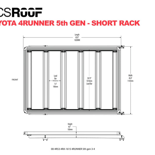ACS ROOF | Over Cab Platform Rack for TOYOTA 4 RUNNER - 3/4 RACK - Leitner Designs