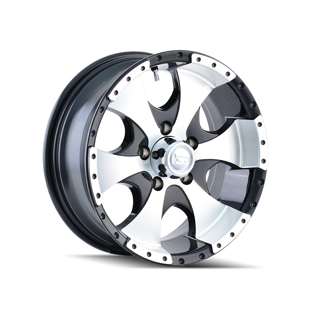 ION 136 Trailer Wheel 15x6 Gloss Black Machined — image 1