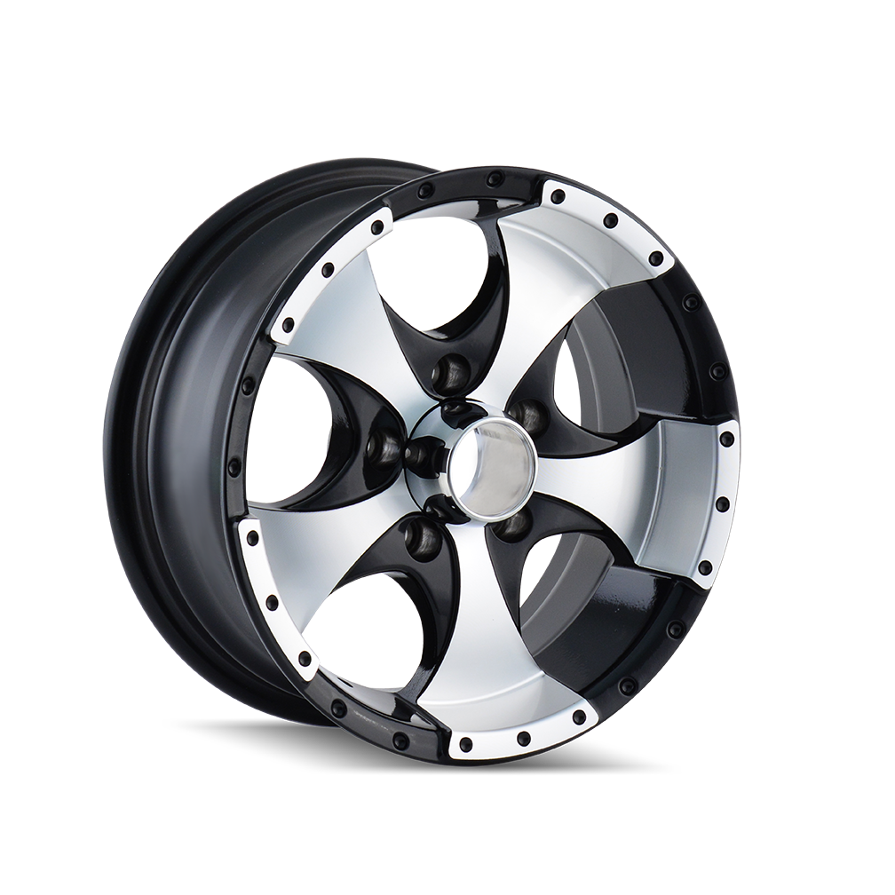ION 136 Trailer Wheel 15x6 Gloss Black Machined — image 3