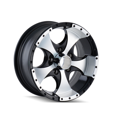 ION 136 Trailer Wheel 15x6 Gloss Black Machined — image 3