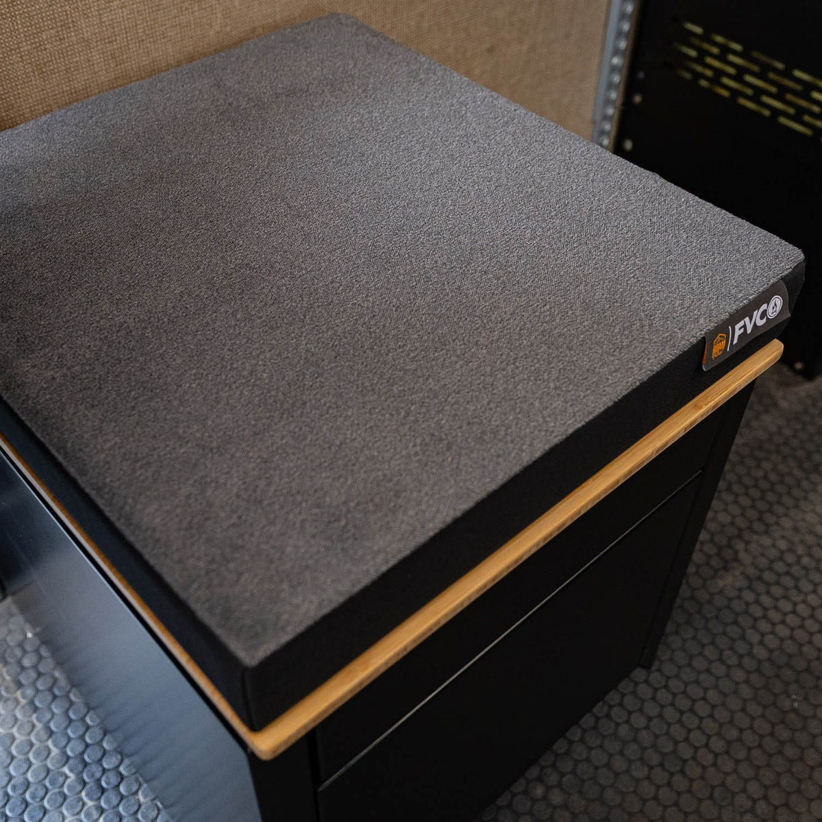 Close view of Bench Pad for Portable Toilet Storage Cubby