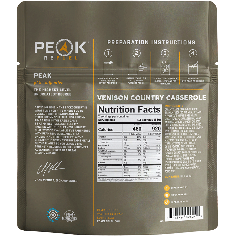 Peak Refuel Venison Country Casserole Freeze-Dried Meal — image 2