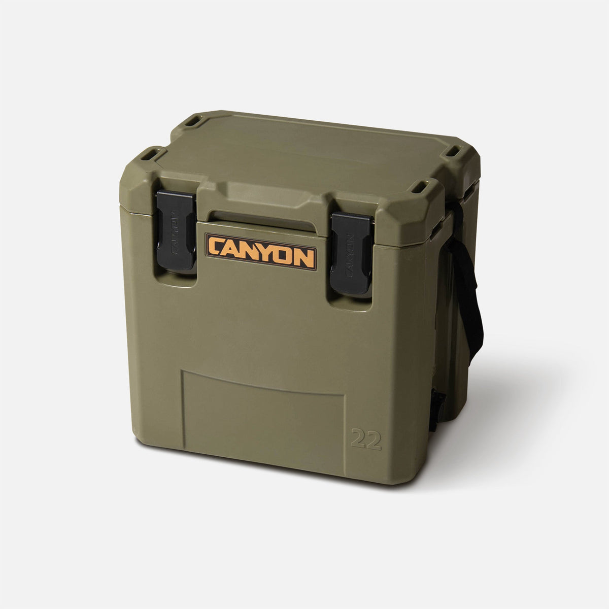 Outfitter 22qt V2 Cooler Juniper Green Hard Coolers X22JG_Perspective_Closed_8b3e4eec-f449-429b-a0e6-75d9feffbb36