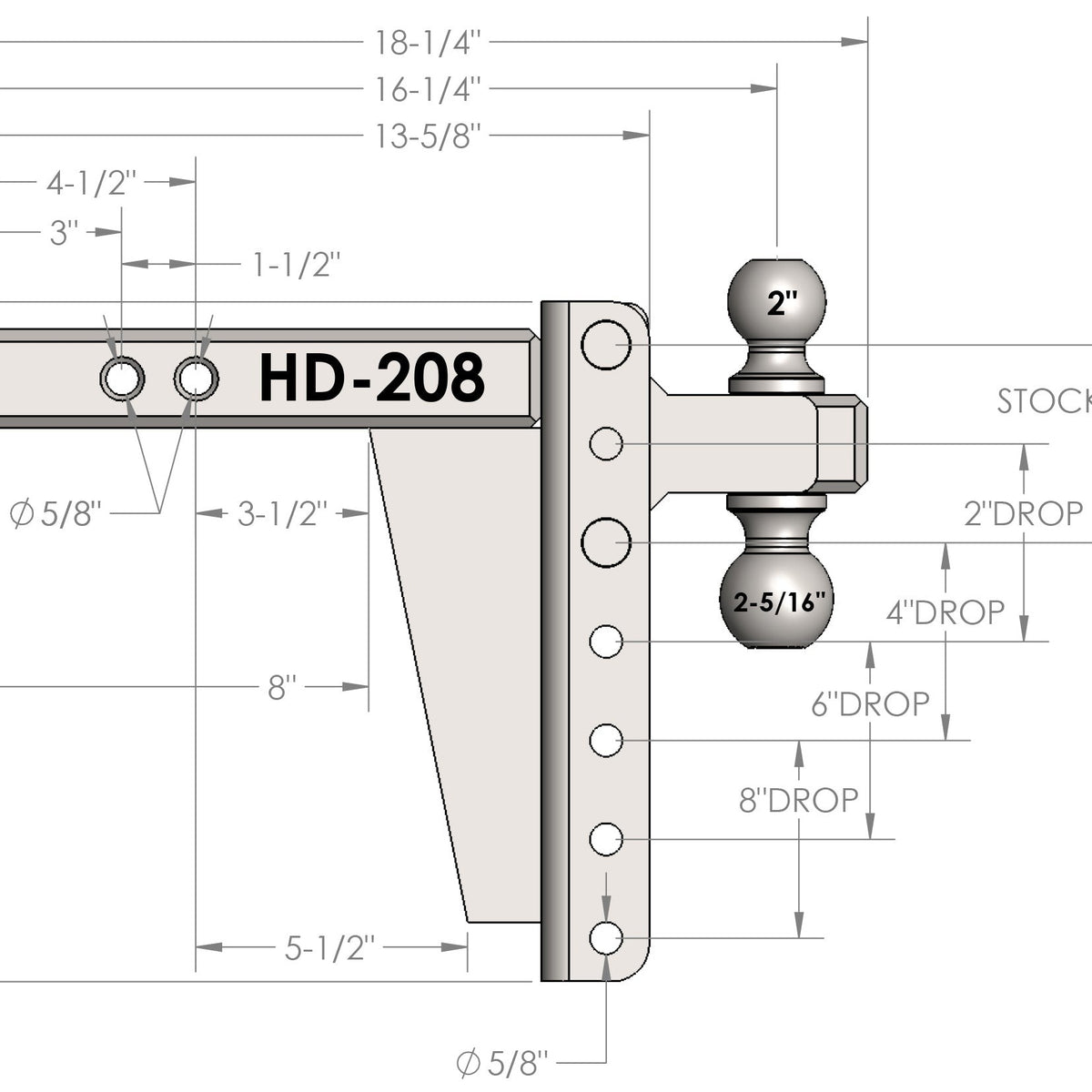 BulletProof Hitches Heavy Duty 2.0" Shank 8" Drop Rise Tow Hitch — image 6