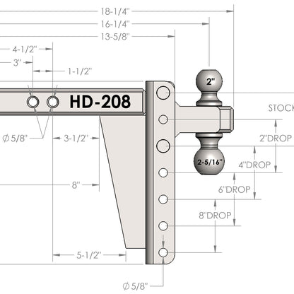 BulletProof Hitches Heavy Duty 2.0" Shank 8" Drop Rise Tow Hitch — image 6