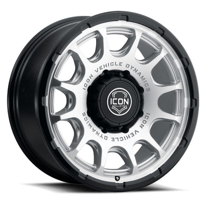 ICON Alloys Rancho 20x9 8x170 +6mm Silver Machined Gloss Black Lip Wheel — image 1