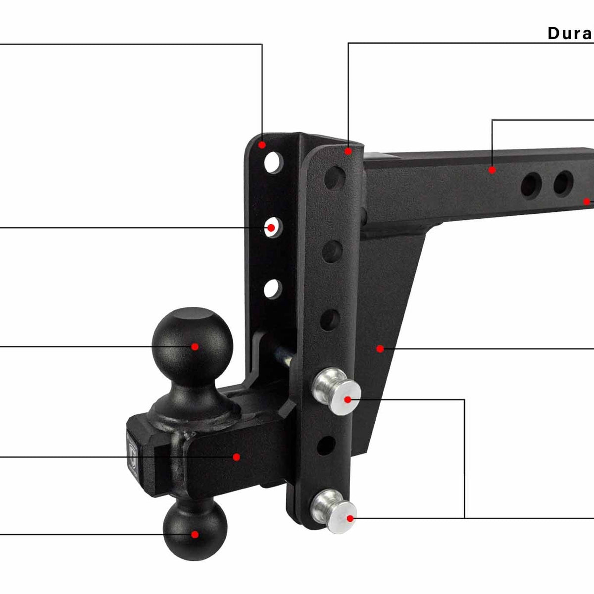 BulletProof Hitches Heavy Duty 2.0" Shank 6" Drop/Rise Adjustable Tow Hitch — image 5