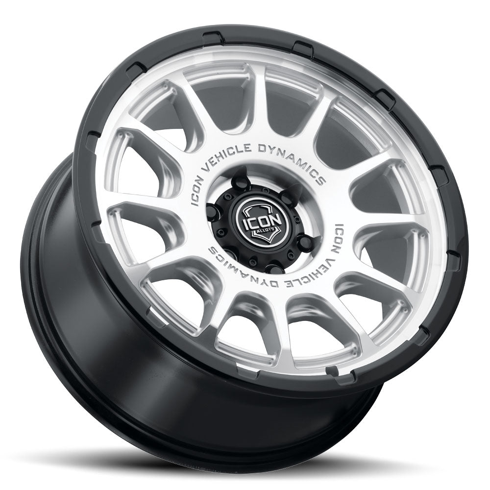 ICON Alloys Rancho 20x9 6x5.5 0mm Silver Machined Gloss Black Lip Wheel — image 3
