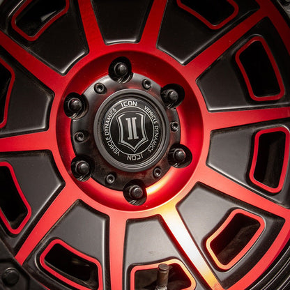 ICON Alloys Victory 17x8.5 5x4.5 0mm Satin Black with Red Tint Wheel — image 3