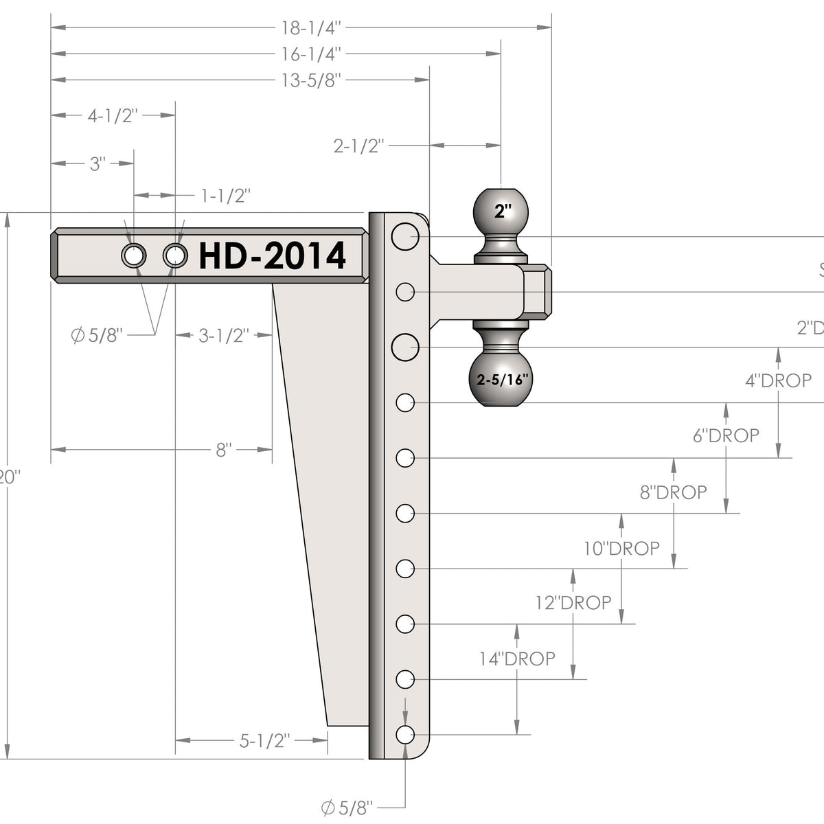 BulletProof Hitches 2.0" Heavy Duty 14" Drop or Rise Hitch — image 5